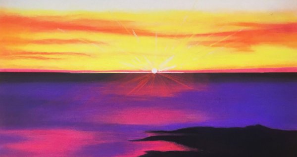 Пейзаж губкой и гуашью