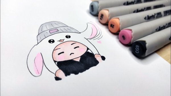 Легкие рисунки маркерами девочка в пледи