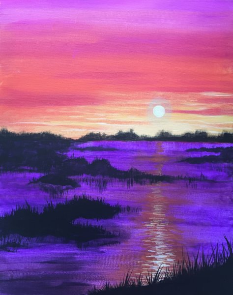 Малиновый закат арт