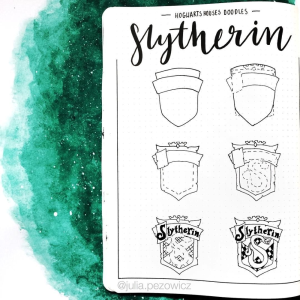 Герб Слизерина из Гарри Поттера нарисовать