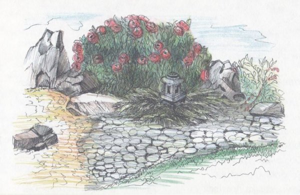 Схема цветника возле прудика