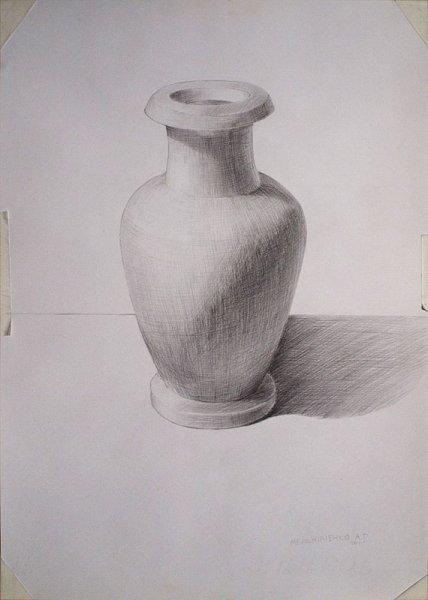 Гипсовая ваза карандашом