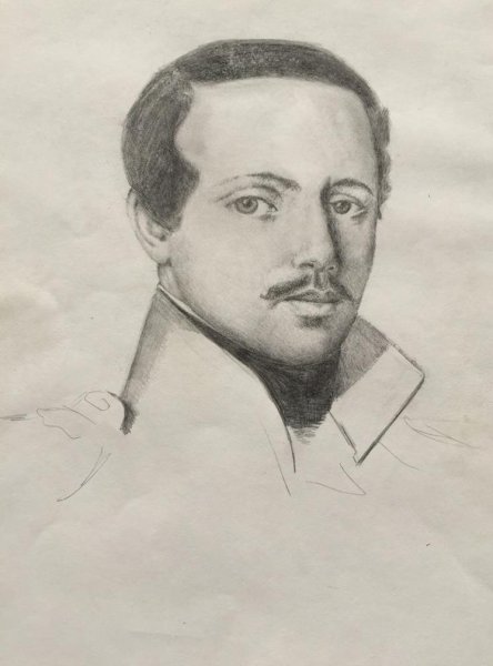 Портрет Михаила Юрьевича Лермонтова карандашом