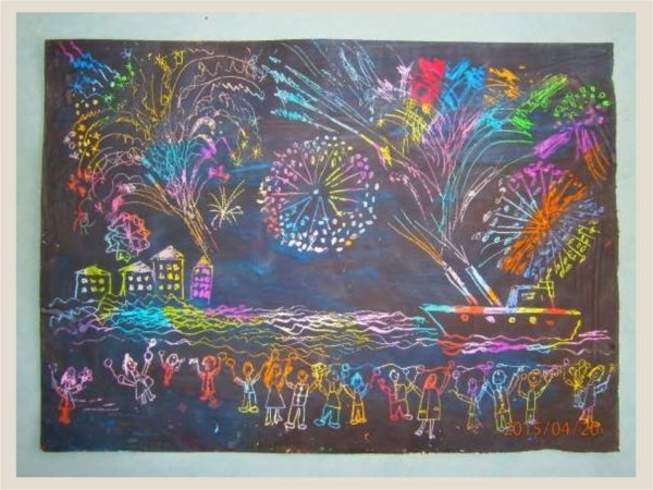 Салют Победы техника граттаж