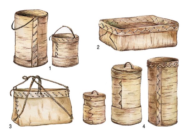 Древние берестяные туеса