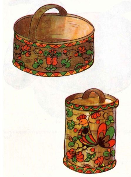 Пермогорская роспись туеса