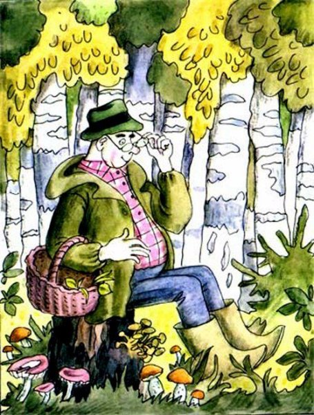 Грибник мультяшный