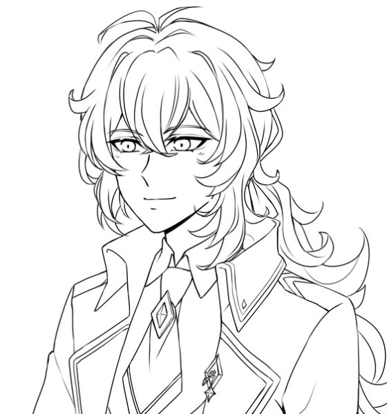 Дилюк Геншин раскраска