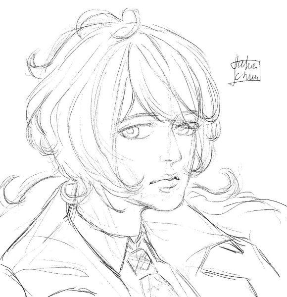 Дилюк Геншин для срисовки