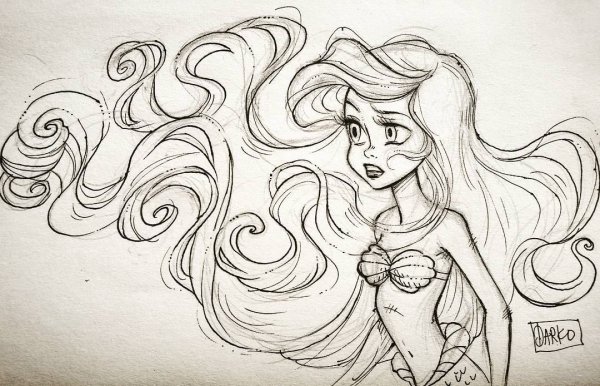 Ариэль рисунок карандашом