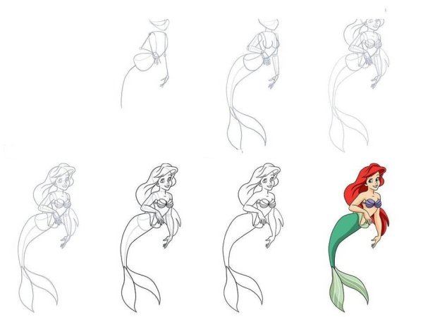 Как нарисовать русалочку Ариэль