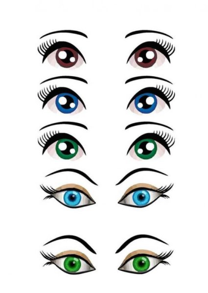 Кукольные глаза трафарет