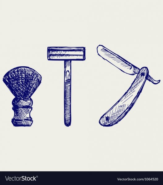 Опасная бритва и помазок вектор