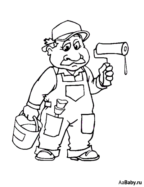 Маляр раскраска для детей