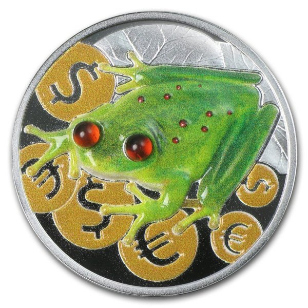 Серебряная монета с лягушкой