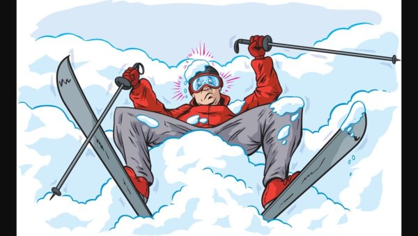 Лыжи в сугробе вектор