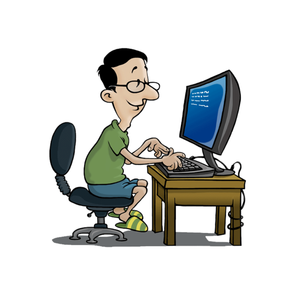 Человек сидит за компьютером