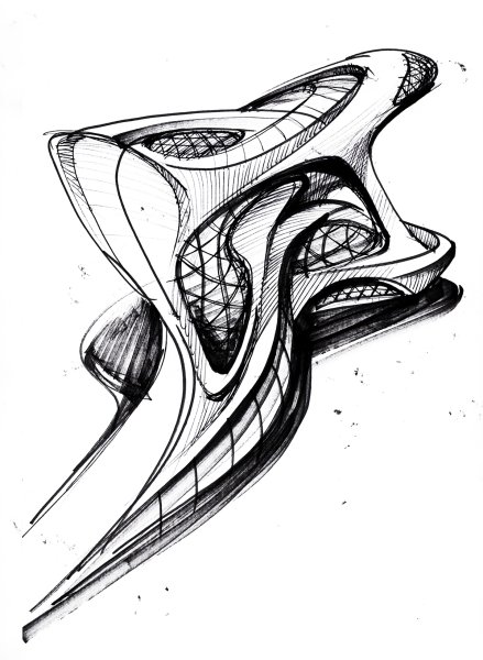 Заха Хадид архитектура Наброски