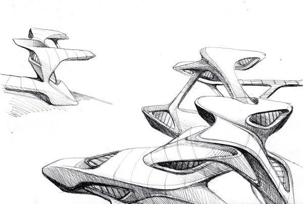 Заха Хадид архитектура Наброски