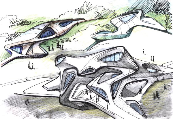 Скетчи Архитектор Заха Хадид