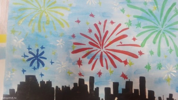 Новогодний город рисование