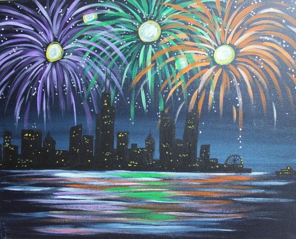 Праздничный город рисунок