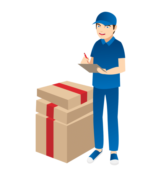 Доставщик на прозрачном фоне