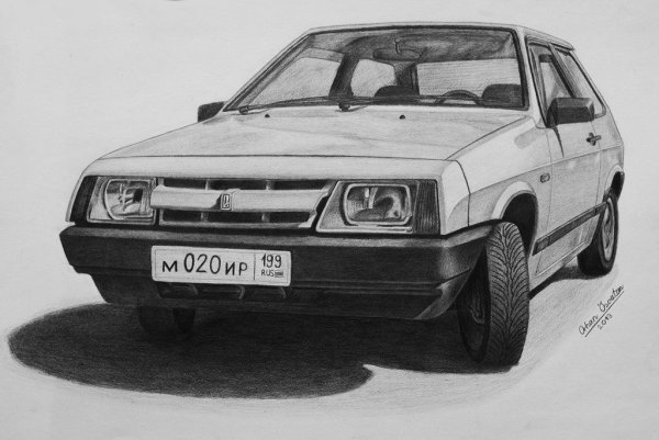 ВАЗ 2108 спереди карандашом