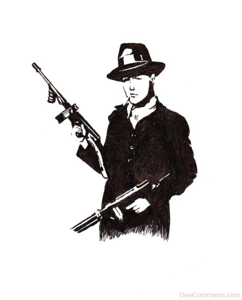 Картина гангстер с автоматом