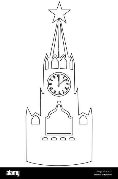 Кремль карандашом башня с часами