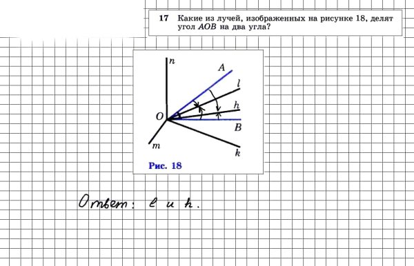 Какие из лучей изображенных на рисунке 18 делят
