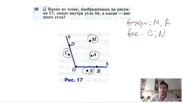 Точки лежащие внутри угла