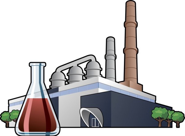 Химическая промышленность на белом фоне