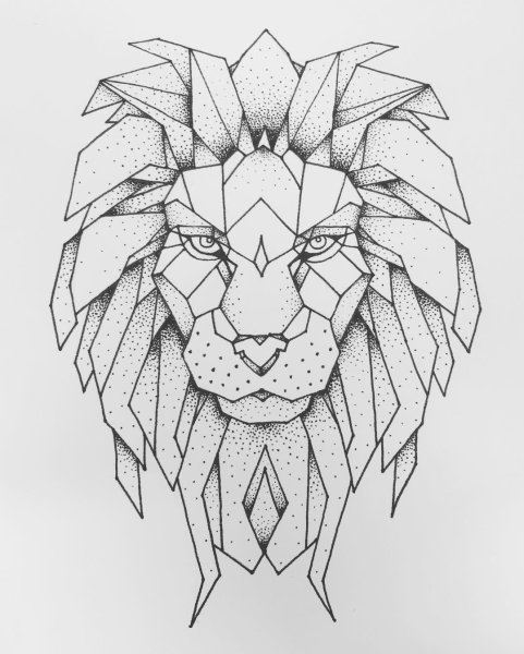 Лев в стиле лайнворк