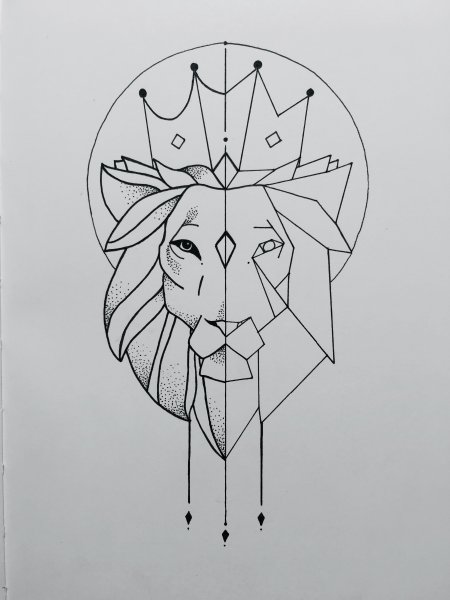 Геометрический Лев тату