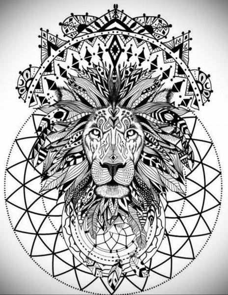 Тотемное животное тигр Мандала белый