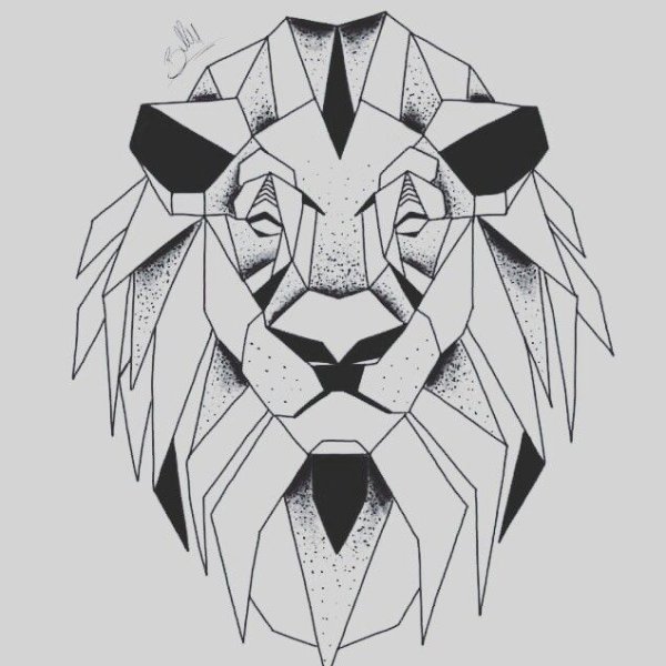 Эскиз тату Лев геометрия