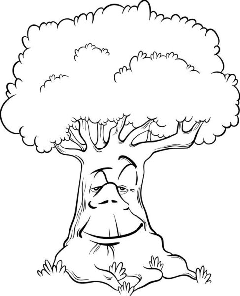 Дерево черно белое сказочное