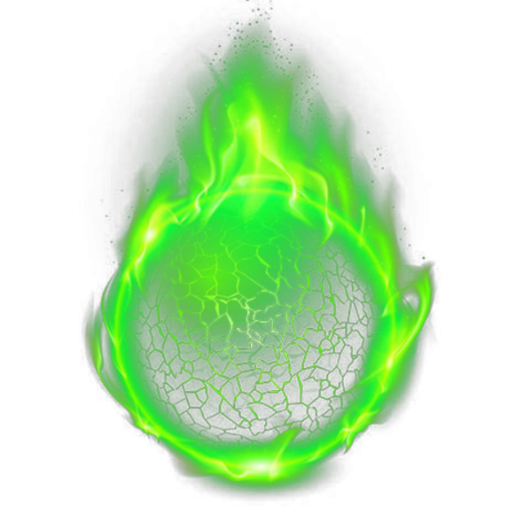 Зеленое пламя на прозрачном фоне