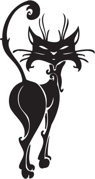 Силуэт кошки тату