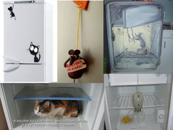 Магнит на холодильник мышь повесилась