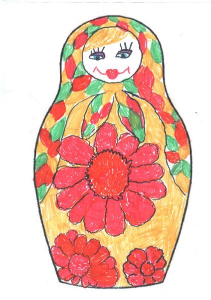 Матрешка в осеннем уборе рисунок