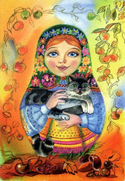 Матрешка Хохлома вектор