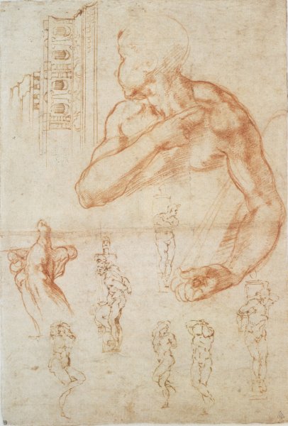 Рафаэль Наброски фигур сангина Италия