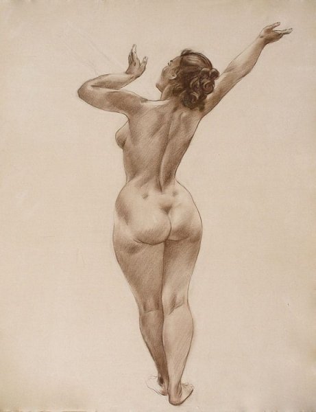 Рисование голой женщины с натуры