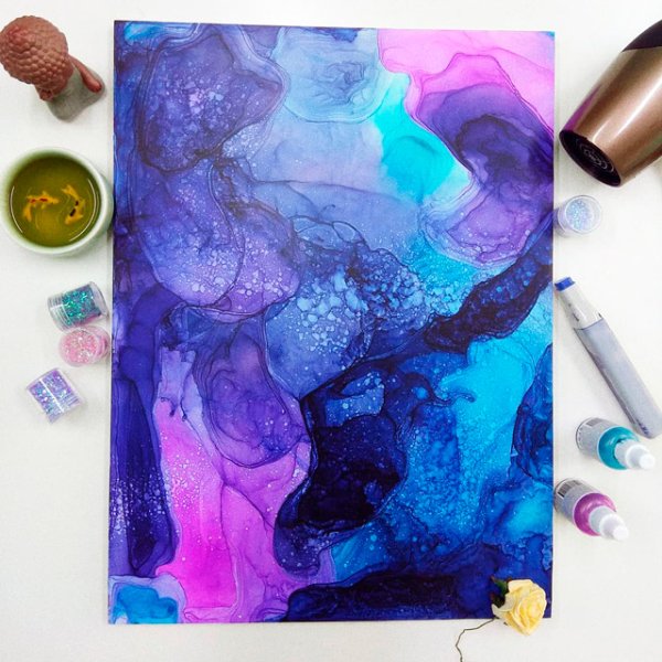 Рисование спиртовыми чернилами