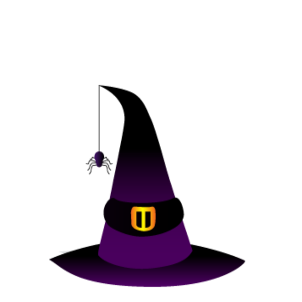 Шляпа ведьмы на белом фоне