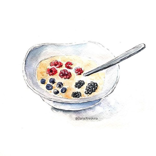 Рисование каша в тарелке