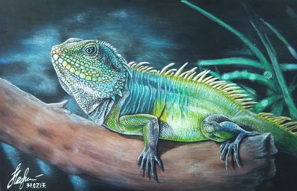 Ящерица агама живопись