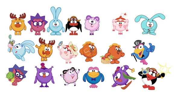 Персонажи мультика Смешарики